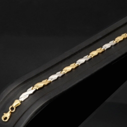 Luxuriöses Armband in Bicolor -Design aus funkelndem 585er 14K Gold - (Gelbgold und Weißgold) (ca. 19cm, 5mm)