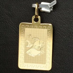 Sternzeichen "Fische" Anhänger mit detaillierten Gravuren und stilvollem Deisgn aus 14K 585 Gold (Gelbgold)
