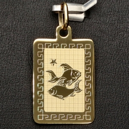 Sternzeichen Fische Anhänger mit detaillierten Gravuren und stilvollem Deisgn aus 14K 585 Gold (Gelbgold)