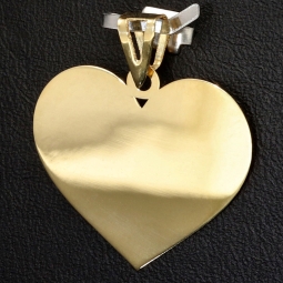 Exquisites Herz aus funkelndem Gold (14K 585 Gelbgold) - Herzanhänger aus hochglanzpoliertem Gelbgold