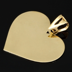 Exquisites Herz aus funkelndem Gold (14K 585 Gelbgold) - Herzanhänger aus hochglanzpoliertem Gelbgold