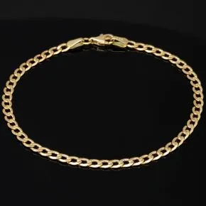 Sehr schönes Panzerarmband aus funkelnden 585 14k Gold, ca. 3,5mm breit, 19cm lang
