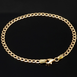 Sehr schönes Panzerarmband aus funkelnden 585 14k Gold, ca. 3,5mm breit, 19cm lang