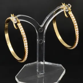 Hochwertig gearbeitete Gold-Creolen mit funkelnden Zirkonia aus edlem 585 14K Gelbgold
