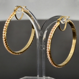 Hochwertig gearbeitete Gold-Creolen mit funkelnden Zirkonia aus edlem 585 14K Gelbgold