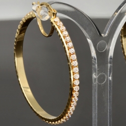 Hochwertig gearbeitete Gold-Creolen mit funkelnden Zirkonia aus edlem 585 14K Gelbgold