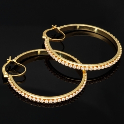 Hochwertig gearbeitete Gold-Creolen mit funkelnden Zirkonia aus edlem 585 14K Gelbgold