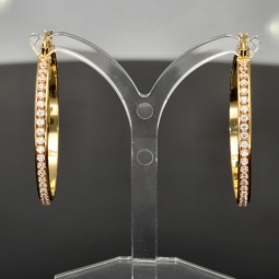 Hochwertig gearbeitete Gold-Creolen mit funkelnden Zirkonia aus edlem 585 14K Gelbgold