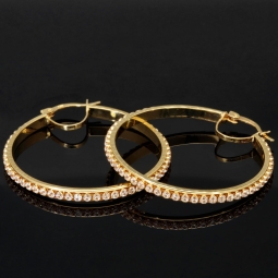 Hochwertig gearbeitete Gold-Creolen mit funkelnden Zirkonia aus edlem 585 14K Gelbgold