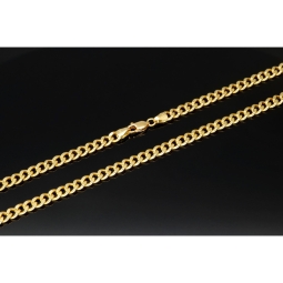Hochglanzpolierte Panzerkette aus edlem Gold (14K, 585 Gelbgold) in ca. 65cm, ca. 5mm  (ca. 15,8g)