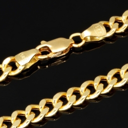 Hochglanzpolierte Panzerkette aus edlem Gold (14K, 585 Gelbgold) in ca. 65cm, ca. 5mm  (ca. 15,8g)