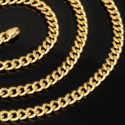Hochglanzpolierte Panzerkette aus edlem Gold (14K, 585 Gelbgold) in ca. 65cm, ca. 5mm  (ca. 15,8g)