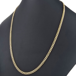 Hochglanzpolierte Panzerkette aus edlem Gold (14K, 585 Gelbgold) in ca. 65cm, ca. 5mm  (ca. 15,8g)