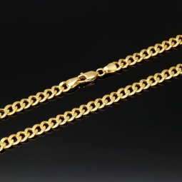 Hochglanzpolierte Panzerkette aus edlem Gold (14K, 585 Gelbgold) in ca. 65cm, ca. 5mm  (ca. 15,8g)