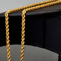 Exquisite Kordelkette aus hochwertigem, funkelndem 14k 585 Gold (Gelbgold)  ca. 55cm, 3mm