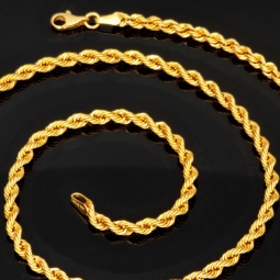 Exquisite Kordelkette aus hochwertigem, funkelndem 14k 585 Gold (Gelbgold)  ca. 55cm, 3mm