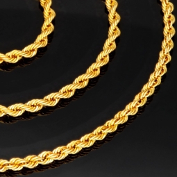 Exquisite Kordelkette aus hochwertigem, funkelndem 14k 585 Gold (Gelbgold)  ca. 55cm, 3mm