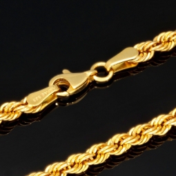 Exquisite Kordelkette aus hochwertigem, funkelndem 14k 585 Gold (Gelbgold)  ca. 55cm, 3mm