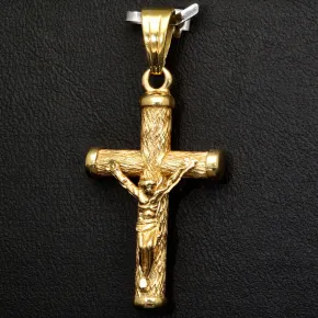 Hochwertig gearbeiteter Jesus Christus Kreuz-Anhänger mit filigranen Details aus edlem 14k / 585 Gold (Gelbgold)
