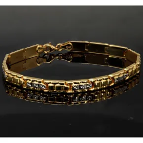 Funkelndes Armband aus 14K 585er Bicolor Gelb- und Weißgold in prunkvollem Design (ca. 19 cm Länge, 6mm Breite)