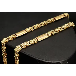 Flache Königskette mit trendigen Elementen im Greco-Design aus hochwertigem 585er Gold (14 K) (ca. 23,3 g, 59cm, 8mm)