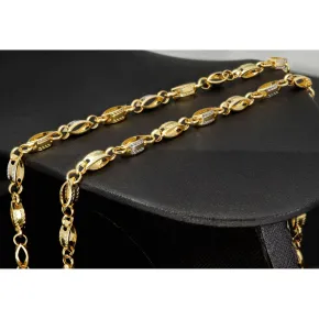 Exklusive Halskette aus 14K/585 Bicolor Gold in filigranem Greco-Design ca. 65cm, 4mm