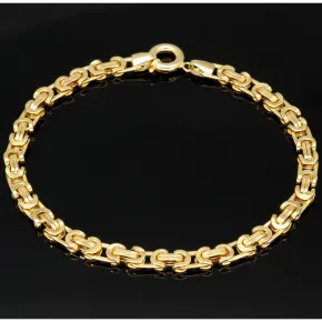 Exklusives Königsarmband in modernem, flachen Design aus hochwertigem Gold 585 14k ca. Länge ca. 21,5cm, Breite ca. 5mm