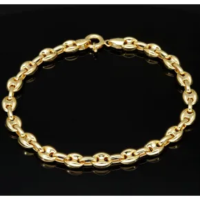 Exquisites Bohnenarmband / Gold-Armband aus funkelndem, poliertem 585er Gold (14k Gelbgold), ca. 21,5 cm lang, ca. 6 mm
