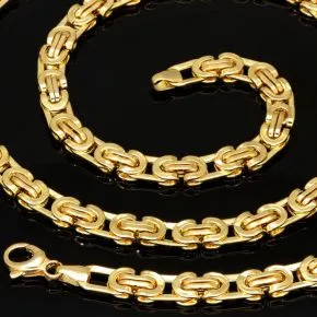 Funkelnde, flache Königskette aus hochwertigem 14K 585 Gold (ca. 17,5g, 60 cm, 5,5mm)