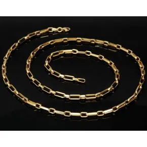 Hochglanzpolierte Ankerkette aus edlem, funkelnden 585 / 14K Gold, ca. 63 cm Länge 3,5 mm