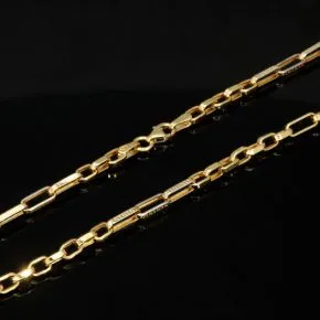 Exquisite Ankerkette aus edlem, hochglanzpoliertem 585 / 14K Gold, ca. 59 Länge ca. 3,5 mm