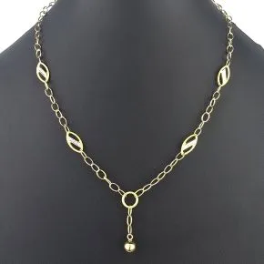 Prunkvolle Bicolor-Ankerkette aus 14K (585er) Gold mit stilvoll eingearbeiteten Elementen mit filigran eingraviertem Greco Muster - Länge ca. 50 cm, Breite ca. 4,3 mm