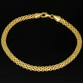 Filigranes Armband aus fein gearbeiteten Gliedern aus edlem 14K 585 Gold ca. 19cm, 4mm