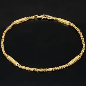 Edles Königsarmband mit dekorativen Elementen verziert mit feinem Greco-Dekor aus hochwertigem 14K 585 Gold (ca. 3,7 g, 22cm, 2,5mm)