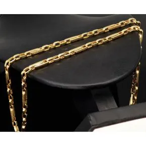 Funkelnde Ankerkette in feinem Greco-Stil aus edlem Gold (14k 585 Gelbgold)- ca. 60cm lang, 3mm breit