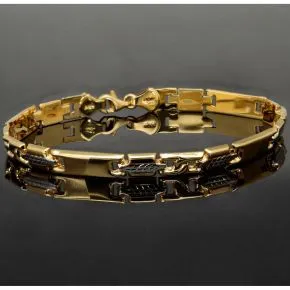 Nobles Armband in exquisitem Design aus hochwertigem 14K 585er Bicolor Gold (Gelb- und Weißgold) ca. 20,5cm, 6mm