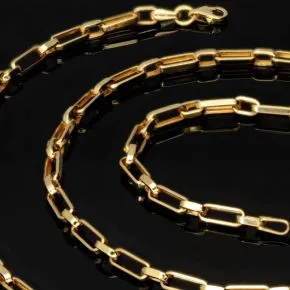 Zeitlose Ankerkette aus funkelndem 585 / 14K Gold, hochglanzpoliert, ca. 59 cm lang und 3,5 mm breit