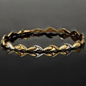 Exklusiv designtes Goldarmband aus hochwertigem 585er 14K Bicolor Gold in Gelb- und Weißgold (ca. 19 cm Länge, 5 mm Breite)