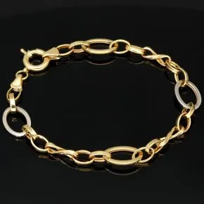 Funkelndes Bicolor Gold-Armband aus hochwertigem 14K 585 Gelbgold und Weißgold in stilvollem Design (ca. 20 cm)