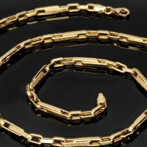Exklusive Ankerkette / Goldkette aus funkelndem Gold (14K 585 Gelbgold) mit stilvollem griechischem Muster (ca. 55cm, 3,5mm, ca. 7,7g)