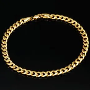 Hochglanzpoliertes Panzerarmband aus exquisitem 14k 585er Gold ca. 19cm ca. 4,5mm