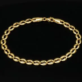 Gold-Armband aus hochglanzpoliertem 14K / 585 Gelbgold in zeitlosem Design ca. 18 cm, 4,5 mm
