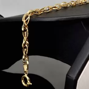Exquisites Gold-Armband für Damen in edlem Design aus funkelndem 14K 585 Gelbgold, ca. 20cm Länge, 6mm Breite
