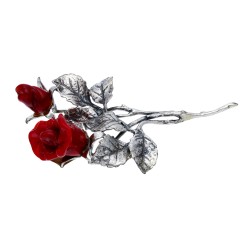 stilvolle, exquisite, rote Rose aus 925er Sterling-Silber und Rosenblüten aus Original Murano-Glas. Made in Italy.