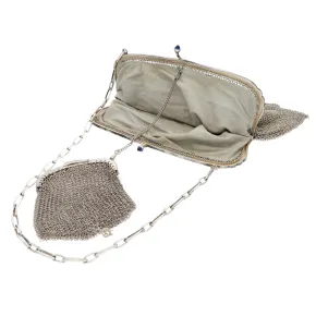 stilvolle, antike Damen - Handtasche / Abendtasche mit separaten Geldbörse aus Silber. hergestellt ca. 1900