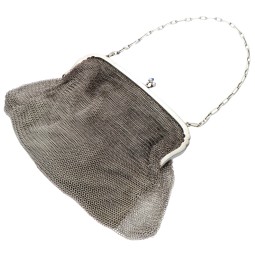 stilvolle, antike Damen - Handtasche / Abendtasche mit separaten Geldbörse aus Silber. hergestellt ca. 1900