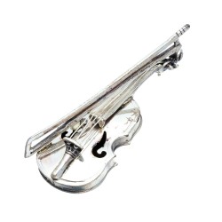 kunstvolles, exzellent angefertigtes Modell einer antiken Miniatur - Violine aus massivem 925er Silber aus dem 20. Jahrhundert - Original Vittorio Angini