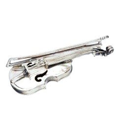 kunstvolles, exzellent angefertigtes Modell einer antiken Miniatur - Violine aus massivem 925er Silber aus dem 20. Jahrhundert - Original Vittorio Angini