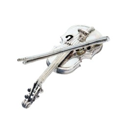 kunstvolles, exzellent angefertigtes Modell einer antiken Miniatur - Violine aus massivem 925er Silber aus dem 20. Jahrhundert - Original Vittorio Angini