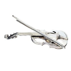 kunstvolles, exzellent angefertigtes Modell einer antiken Miniatur - Violine aus massivem 925er Silber aus dem 20. Jahrhundert - Original Vittorio Angini